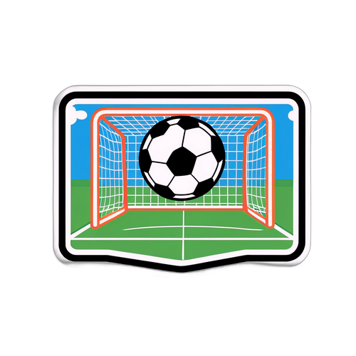 Wesoła naklejka z bramką piłkarską