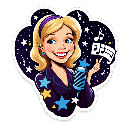 Een schattige cartoon van Loretta Swit met een spiegel en een glimlach