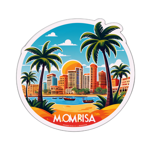 Skyline von Mombasa mit Palmen