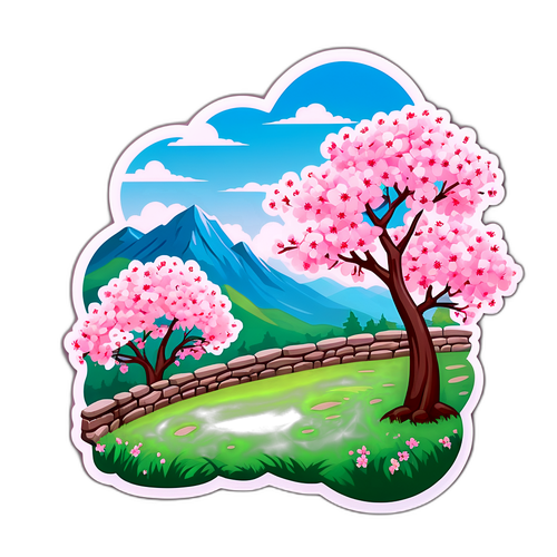 草坡石牆櫻花季