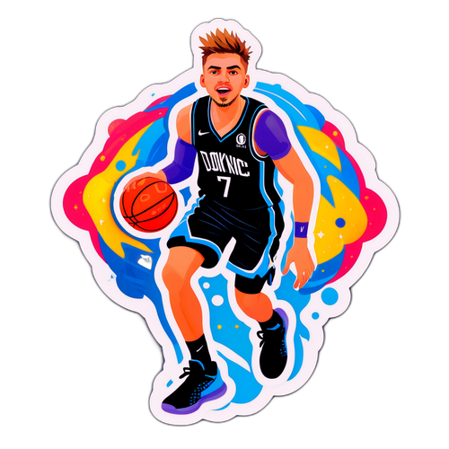 Masayang Sticker ni Luka Doncic na may Animated na Basketballs