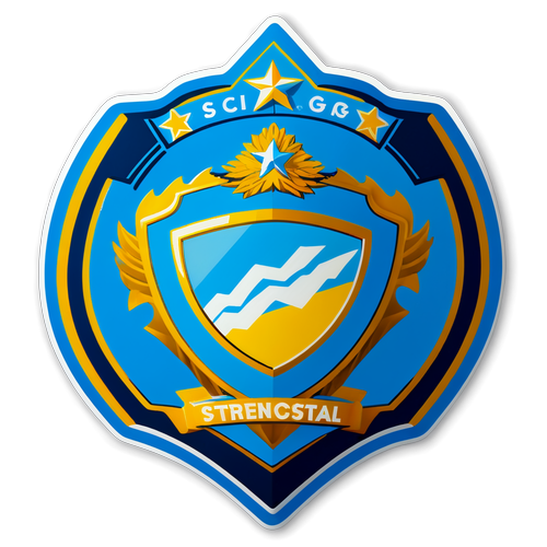 Sticker con fondo azul y amarillo simbolizando Sporting Cristal, con la frase "Fuerza, Cristal."