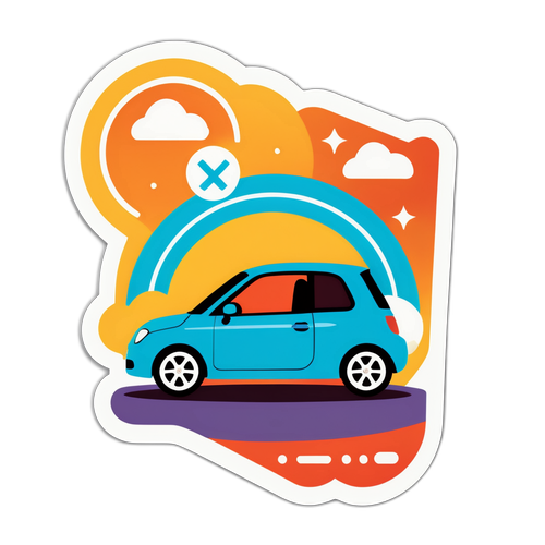 小车与法律图标贴纸设计