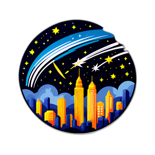 Shooting Stars über einer Stadtlandschaft für das Perseid-Fest