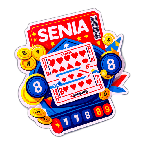 A sticker divertido com um bilhete da Dupla Sena