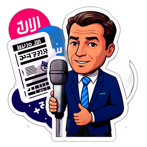 עיתונאי חדשות עם מיקרופון