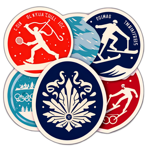 Retro Olympische Winterspelen Sticker