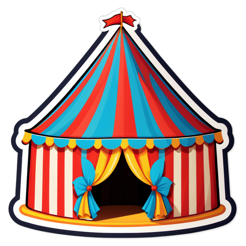 Step Right Up! Experience the Joy of Nostalgia with Our Vibrant Circus Tent Sticker!