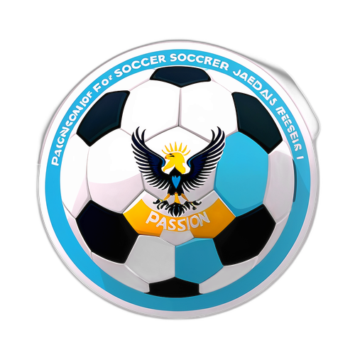 Pegatina de balón de fútbol con colores de la camiseta de Argentina y la frase 'Pasión por el fútbol'