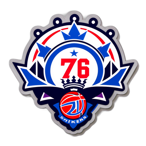 A adesivo esportivo representando o jogo 76ers vs. Kings