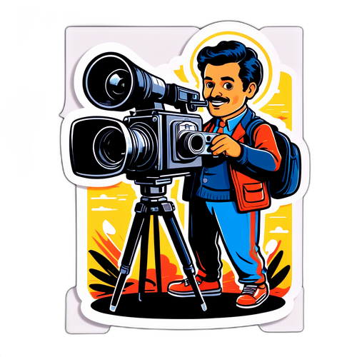 Sticker di Pupi Avati che dirige un film