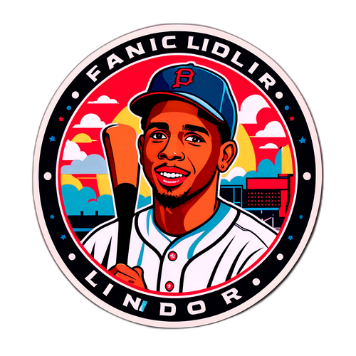 Retro-Style Baseball Sticker Featuring Francisco Lindor