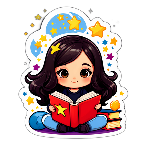 Chibi Illustratie van Nathalie Maleux met een Boek