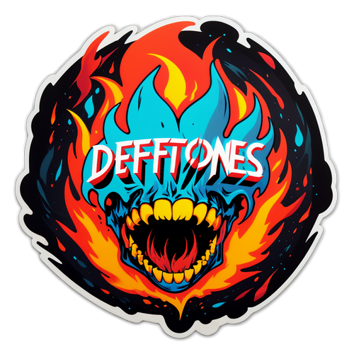 Unleash Your Inner Rock Star: Deftones' Fiery Logo Sticker with a Powerful Message!