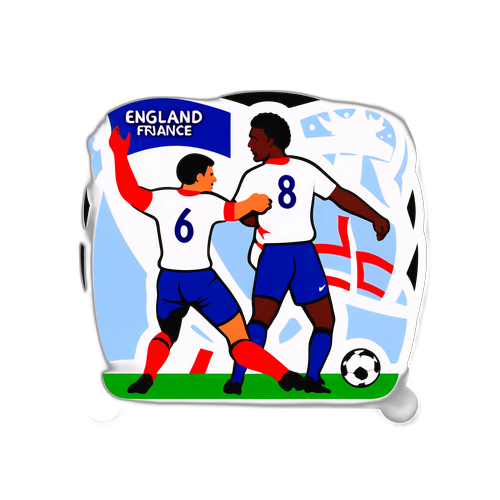 영국과 프랑스 월드컵 예선 경기 장면 스티커 디자인