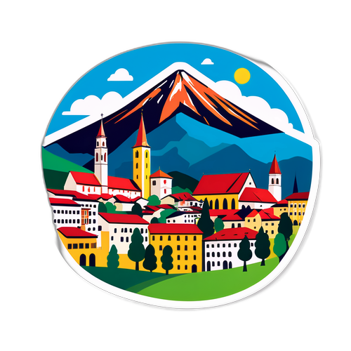 Bolzano Landschaft mit traditionellen Symbolen
