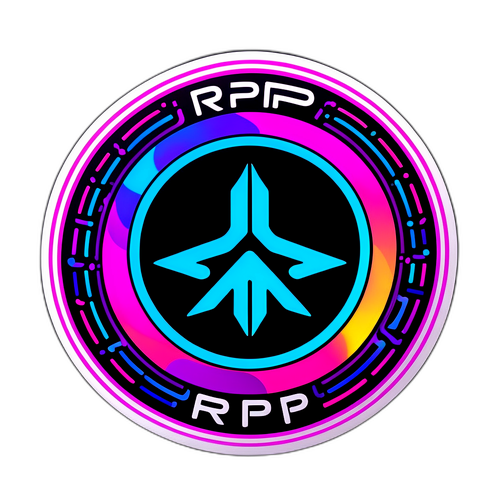 Futuristische sticker met XRP-logo