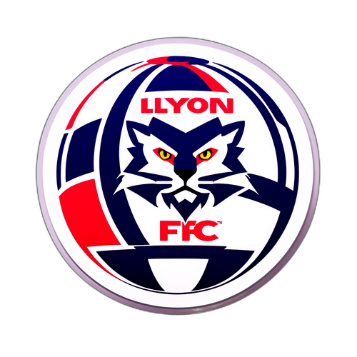 Наклейка с мячом и "Lyon FC" в стильной графике