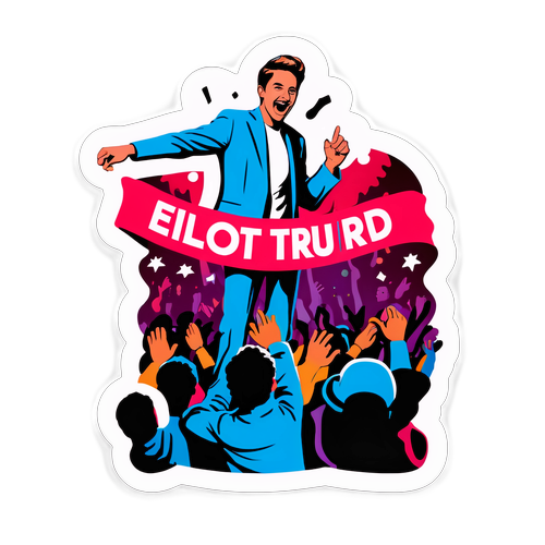 En klibbig bild av Elliot Stroud på scen