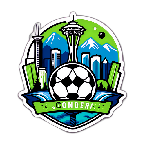 Stiker Seattle Sounders dengan Elemen Seattle