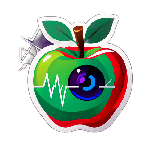 Opvallend ontwerp van een appel met aandelen grafieken op de achtergrond