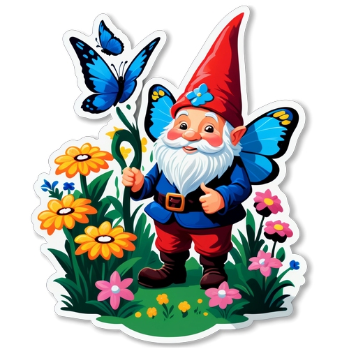 Discover the Magic: Enter a Whimsical Garden with Blooming Flowers and a Charming Gnome!