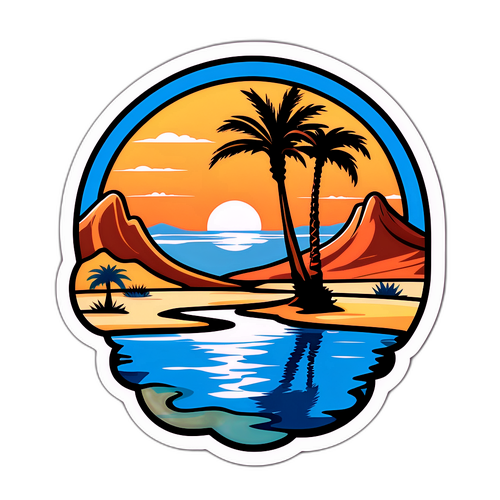 Oasis Sticker: Pemandangan Gurun yang Tenang