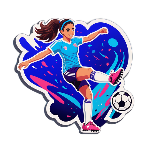 איור ספורטיבי של נועה קיירל מקליטה כדורגל