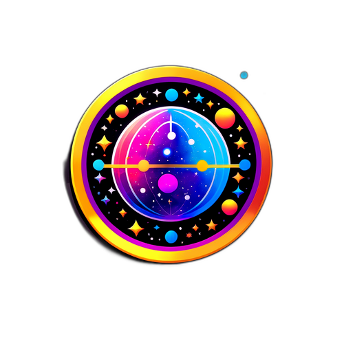 Futuristic Solana Sticker with Cosmic Background