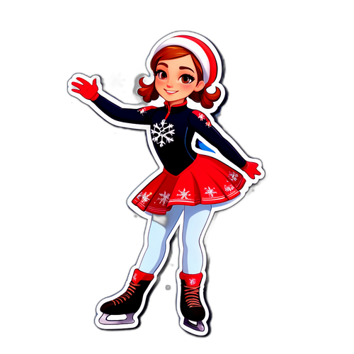 Sticker van een schaatsende jongen in een elegante houding