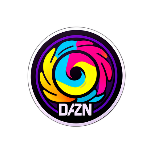 Stiker Logo DAZN dengan Elemen Streaming dan Sukan
