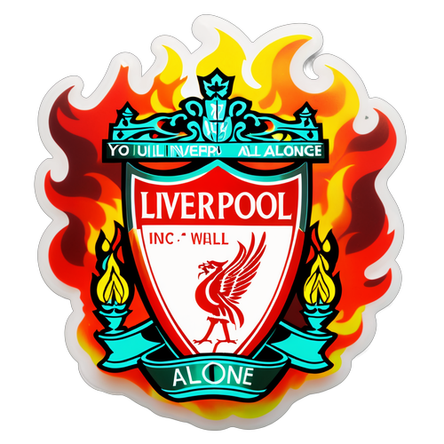 Emblem Liverpool FC dengan Api Berapi