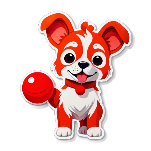 Adorable Alert! Discover the Irresistible 3D Red Dog and Its Playful Ball!