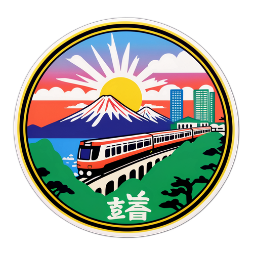 神戸電鉄の風景を描いたステッカー