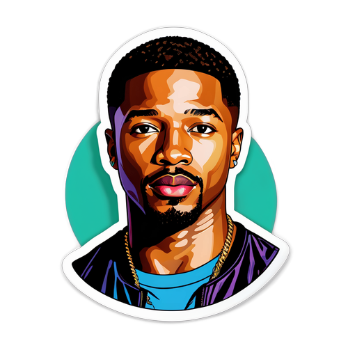 Sticker cu un portret artistic al lui Michael B. Jordan