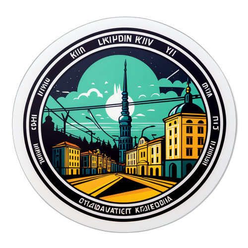 Наклейка, що зображує район Києва під час відключення електроенергії