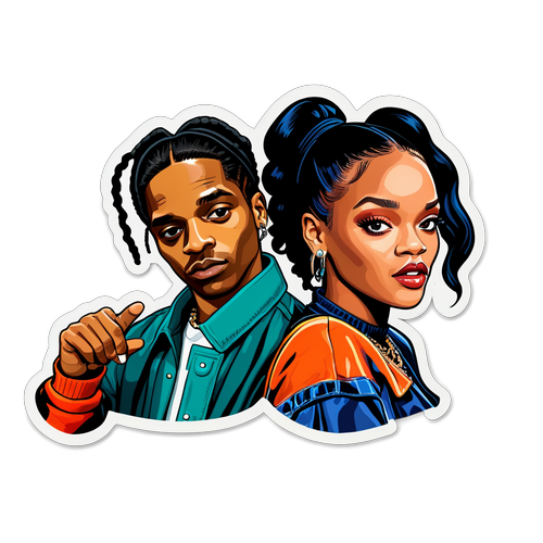 Vibrant Sticker af ASAP Rocky og Rihanna