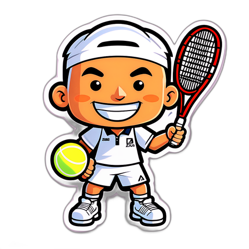 Stickerontwerp van Zizou Bergs met een tennisracket