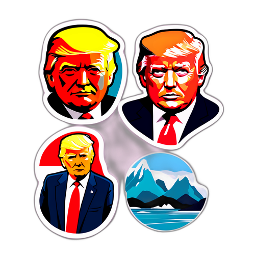 Abstraktní samolepka s Grónskem a Donaldem Trumpem