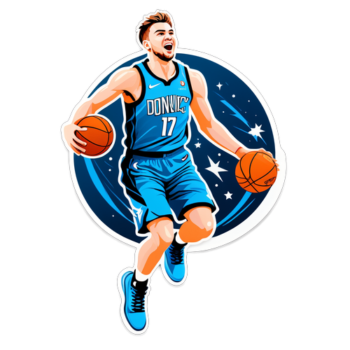 Artistikong Representasyon ni Luka Doncic na Tumatalon para sa Dunk