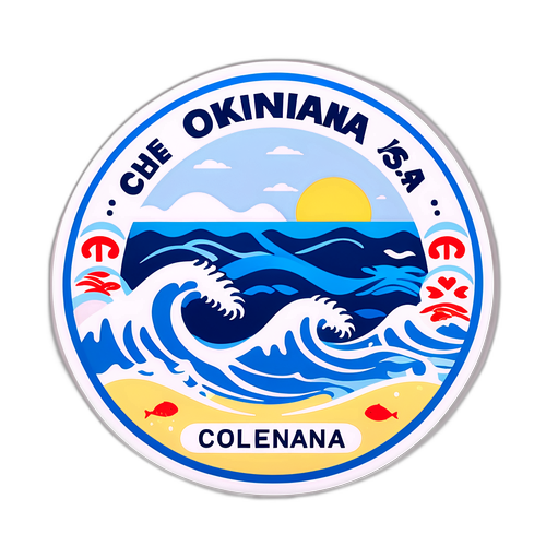 沖縄の青い海を祝うデザイン