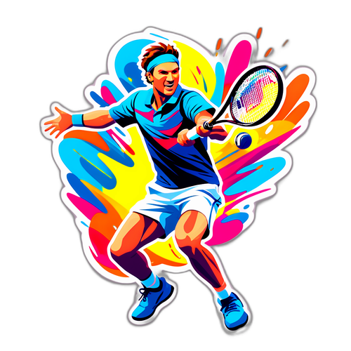 Masiglang Sticker ng Tennis Player