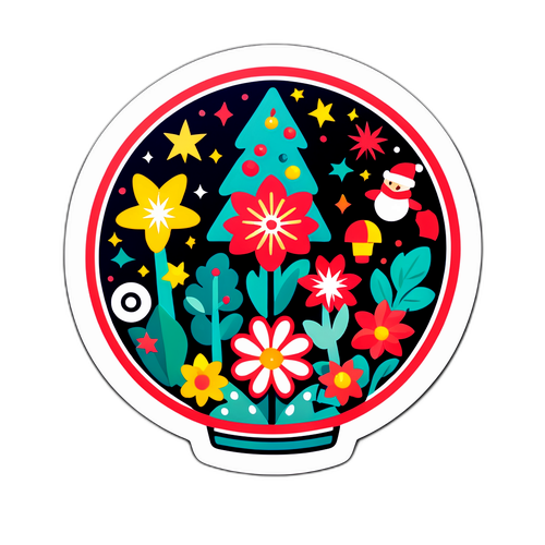 Masayang Sticker ng Paskong Hardin