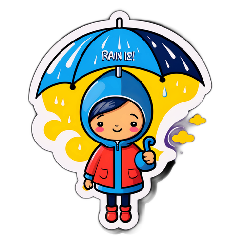 Karakter Ceria dengan Payung