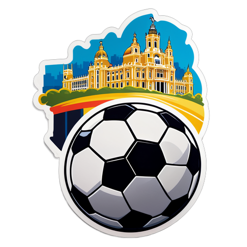 Kulay ng Madrid: Bola ng Soccer at Landmark