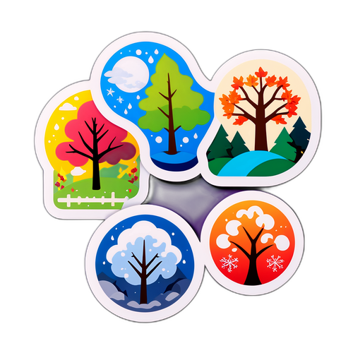 사계절 스티커 세트 디자인