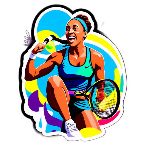 Cheerful Madison Keys Sticker with Perseverance Quote