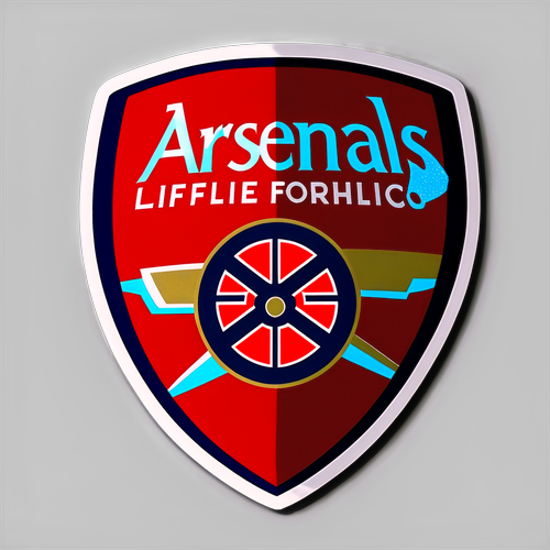 Stickers del escudo del Arsenal con fondo de Londres y la frase 'Gunners for Life'