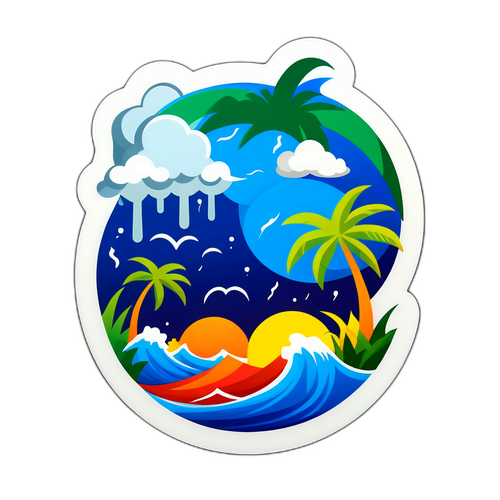 Autocollant Coloré sur l'Impact des Tempêtes Tropicales