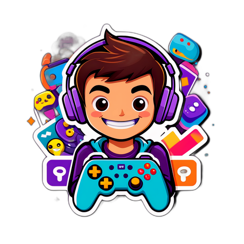 Kreslené herní logo s usměvavým chlapcem